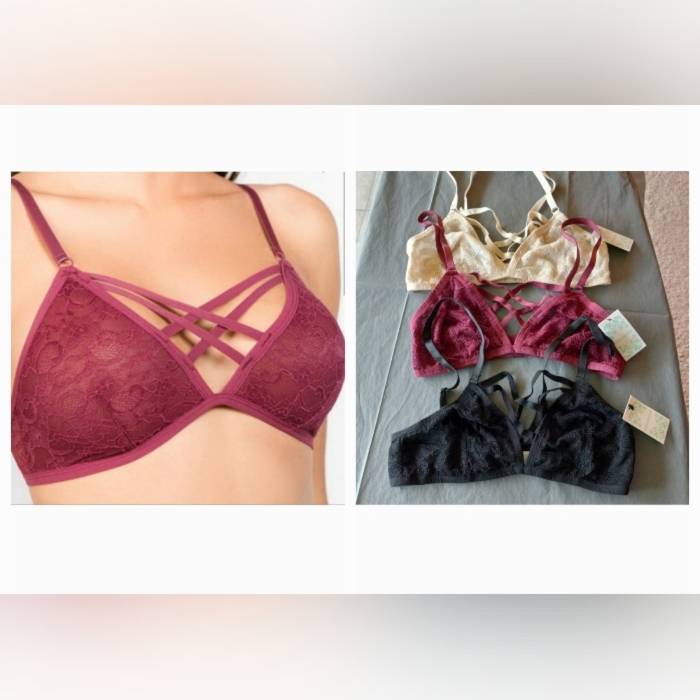 3 Anemone Criss Cross Strappy Lace Bralettes